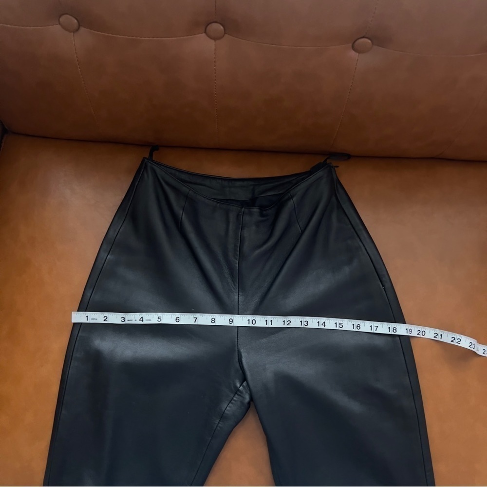 Hugo Buscati High Waisted Straight Black Genuine Leather Pants Size 4 - Picture 6 of 13